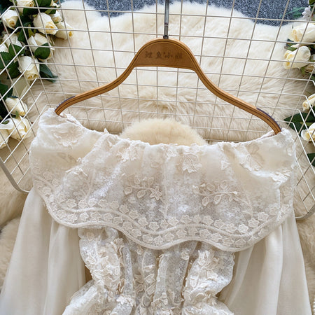 Odessa Embroidery Off Shoulder Top - sleeve detail shot, cream - Miss Mosa By Akanksha