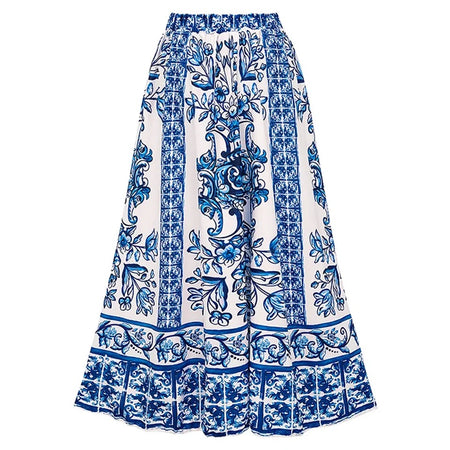 Oia One Pc Swimsuit with Skirt In Blue - flat-lay product shot, blue - Miss Mosa By Akanksha