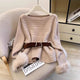 Olatz Fur Sweater With Belt - flat-lay product shot, beige - Miss Mosa By Akanksha