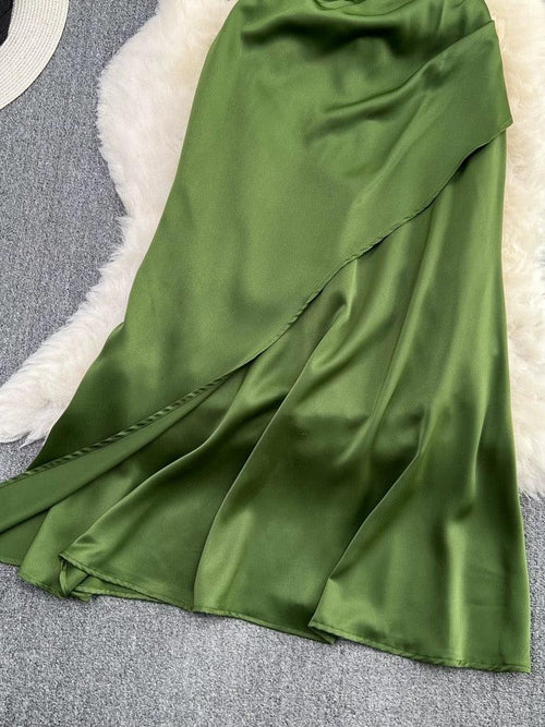 Olive Rosette Midi Dress In Olive