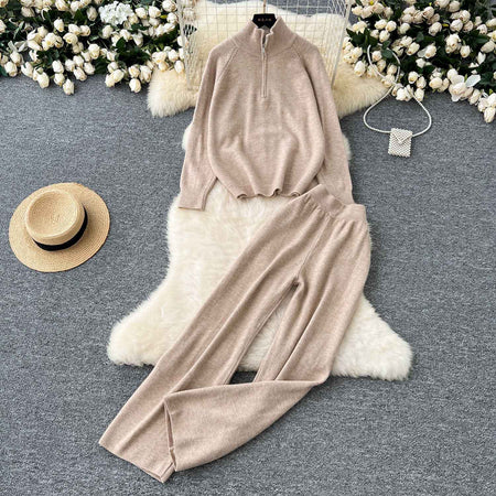 Oliver Luxe Winter Coord Set - Tracksuit - flat-lay shot of coord set, beige - Miss Mosa By Akanksha
