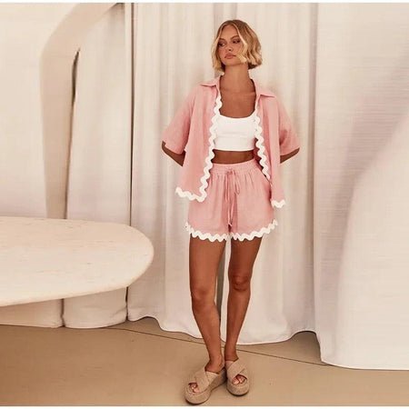 Oliver Summer 2 Pc Coord Set - full-length shot on model, pink - Miss Mosa By Akanksha