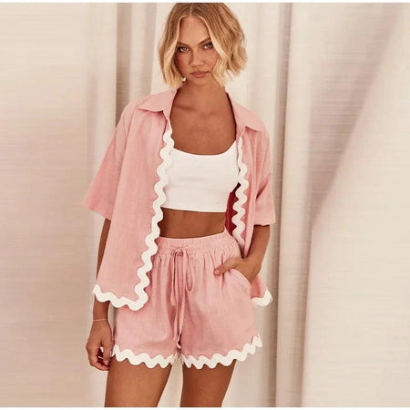 Oliver Summer 2 Pc Coord Set - front shot on model, pink - Miss Mosa By Akanksha