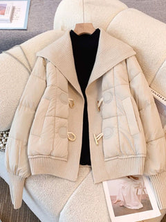 Oliver Warm Parka Jacket - front shot on hanger, beige - Miss Mosa By Akanksha