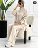 Olly Luxe Winter Coord - Tracksuit - side shot on model seated, cream - Miss Mosa By Akanksha