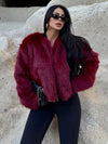 Ophelie Luxe Fur Cape - Maroon / M