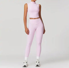 Ora Activewear Set - front shot on model, light pink - Miss Mosa By Akanksha