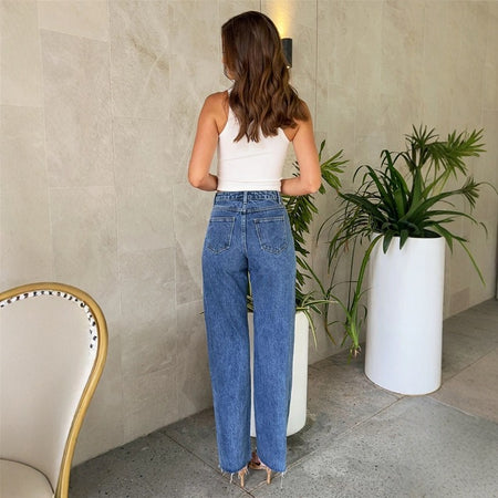 Orca Pearl Denim Jeans In Navy Blue - back shot on model - Miss Mosa By Akanksha