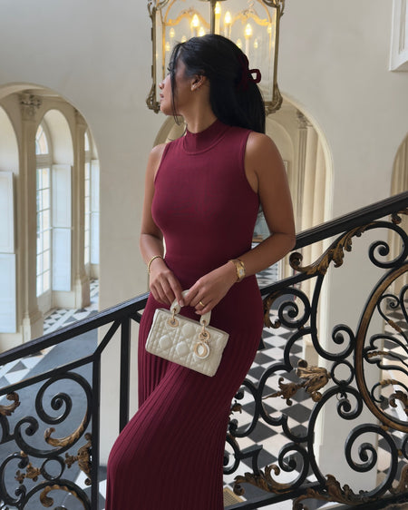 Orelia Knitted Maxi Dress - full-length shot on model, off-white - Miss Mosa By Akanksha