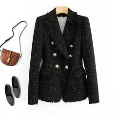 Orenata Blazer - front shot on hanger, black - Miss Mosa By Akanksha