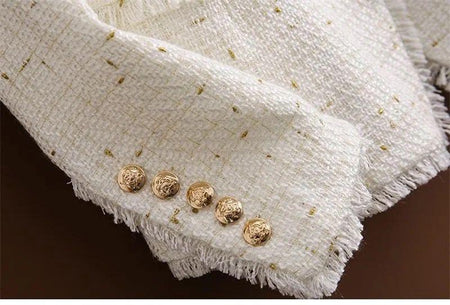 Orenata Blazer - close-up of cuff buttons, white - Miss Mosa By Akanksha