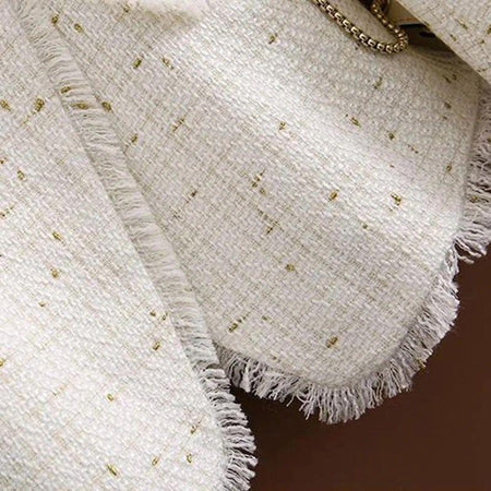 Orenata Blazer - close-up of frayed hem, white - Miss Mosa By Akanksha