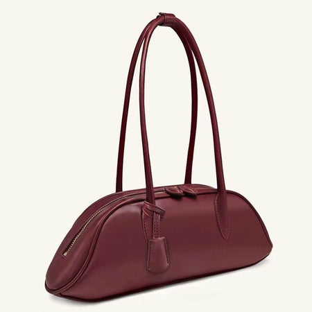 Orion PU Shoulder Bag - angled product shot, burgundy - Miss Mosa By Akanksha