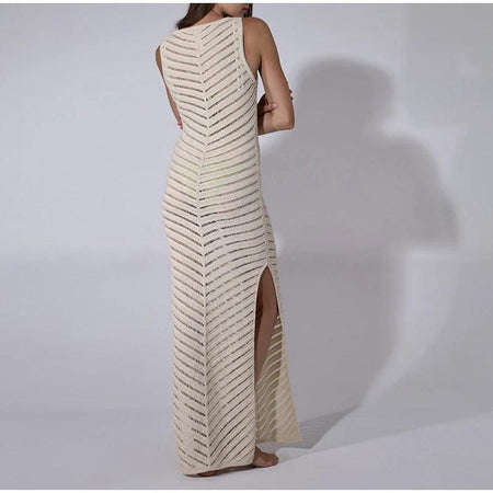 Orit Luxe Soft Knit Dress- Resortwear - back shot on model, cream - Miss Mosa By Akanksha