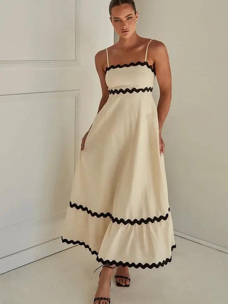 Orlando Holiday Midi Dress - full-length shot on model, cream - Miss Mosa By Akanksha