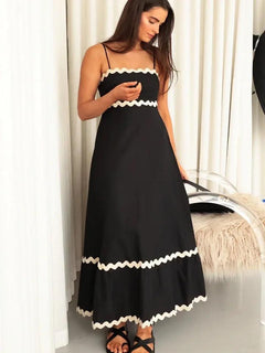 Orlando Holiday Midi Dress - full-length shot on model, black - Miss Mosa By Akanksha
