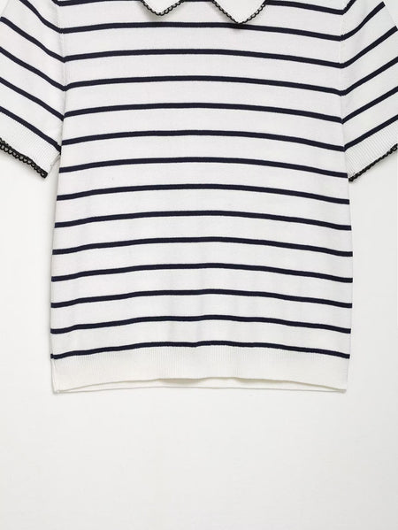 Ornella Knit Summer Top In White - close-up of hem and body detail - Miss Mosa By Akanksha