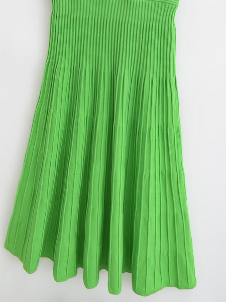 Ornella Off Shoulder Maxi Dress - fabric detail shot, bright green - Miss Mosa By Akanksha