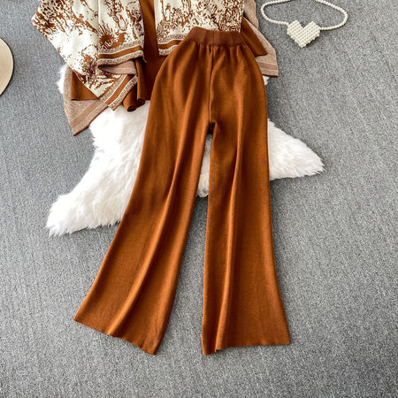Orville Luxe Winter Coord Set With Cape - flat-lay product shot of trousers, brown - Miss Mosa By Akanksha