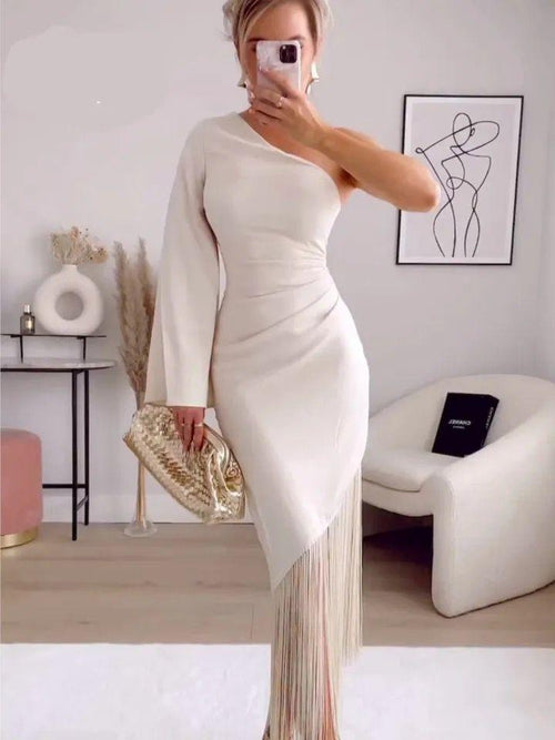 Osiris Luxe Party Dress In Beige