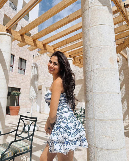 Otranto Luxe Summer Dress In White - side shot on model, white - Miss Mosa By Akanksha