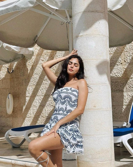 Otranto Luxe Summer Dress In White - side shot on model, white - Miss Mosa By Akanksha