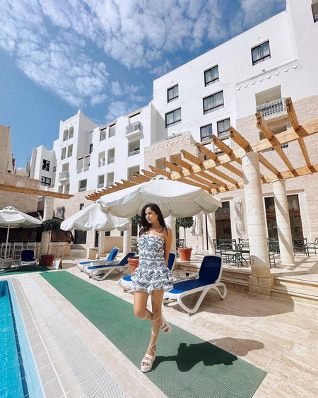 Otranto Luxe Summer Dress In White - full-length shot on model, white - Miss Mosa By Akanksha