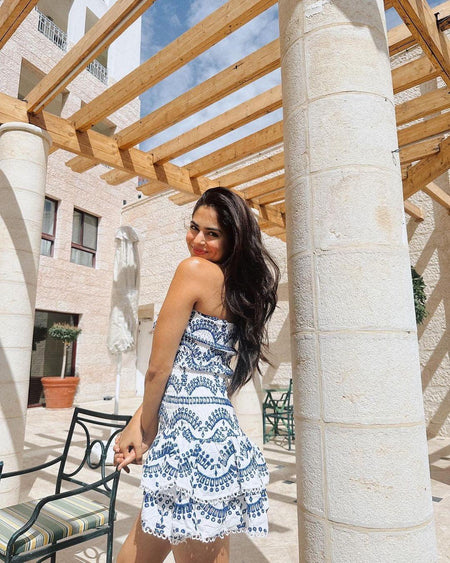 Otranto Luxe Summer Dress In White - back shot on model, white - Miss Mosa By Akanksha