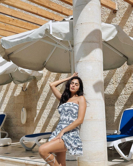 Otranto Luxe Summer Dress In White - front shot on model, white - Miss Mosa By Akanksha