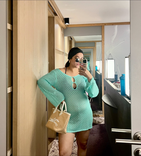 Layla Soft Crochet Dress Resortwear In Ice Blue
