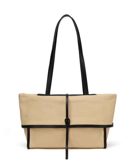 Pablo Canvas Tote Bag - front product shot, beige - Miss Mosa By Akanksha