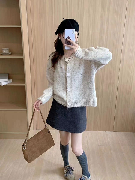 Palermo Woolen Sweater - full-length shot on model, cream - Miss Mosa By Akanksha