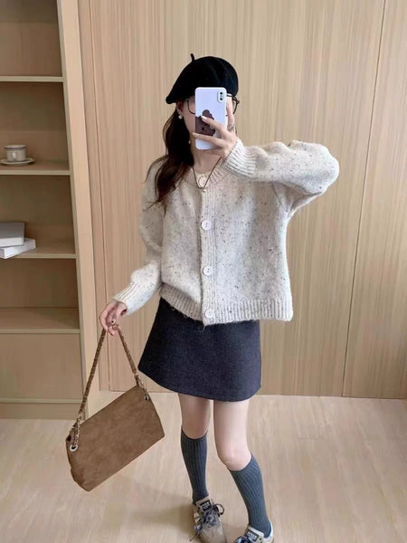 Palermo Woolen Sweater - full-length shot on model, cream - Miss Mosa By Akanksha