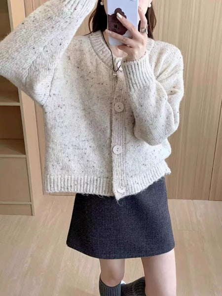 Palermo Woolen Sweater - front shot on model, cream - Miss Mosa By Akanksha