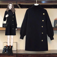 Pallas Winter Dress - front shot on hanger, black - Miss Mosa By Akanksha