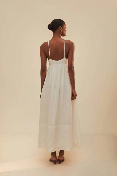 Palm Breezy Summer Dress - back shot on model, white - Miss Mosa By Akanksha