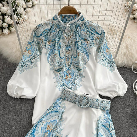 Palmer Coord Set In Light Blue - styled flat-lay shot, white - Miss Mosa By Akanksha