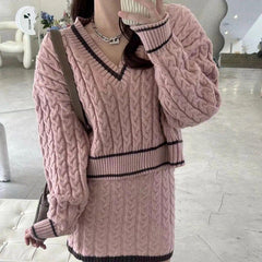 Pammy Woolen Coord Set - front shot on model, pink - Miss Mosa By Akanksha