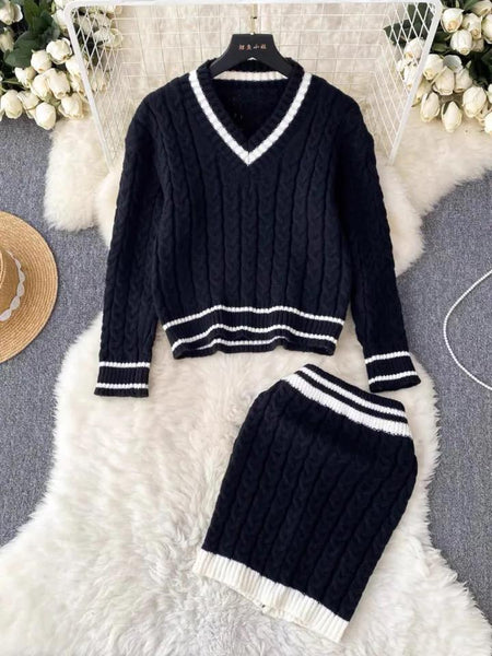 Pammy Woolen Coord Set - styled flat-lay shot, navy - Miss Mosa By Akanksha