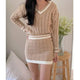 Pammy Woolen Coord Set - front shot on model, beige - Miss Mosa By Akanksha