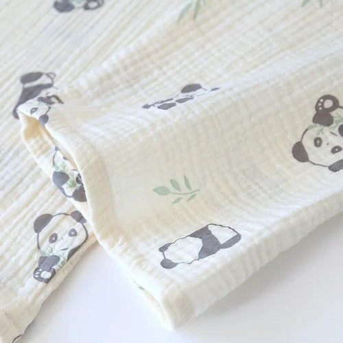 Panda Cotton Crepe Nightsuits In Off-White