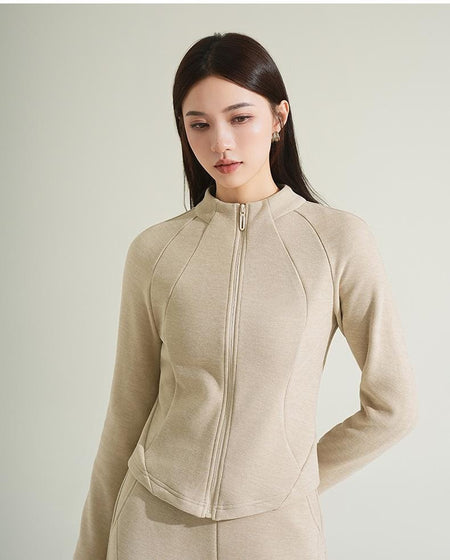 Paola Comfortable Premium Trackset - close-up shot, oatmeal beige - Miss Mosa By Akanksha