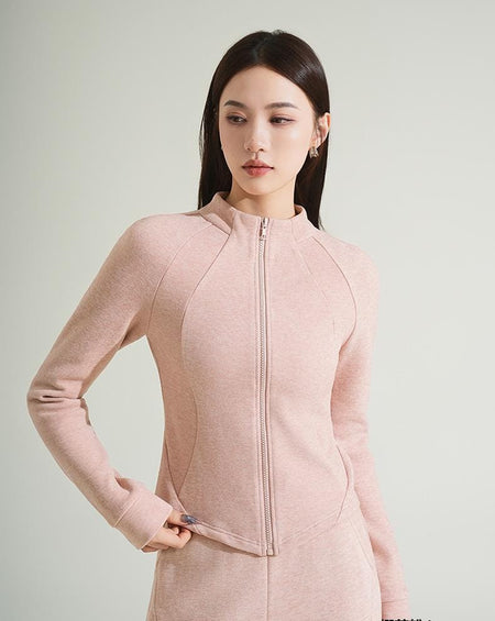 Paola Comfortable Premium Trackset - neckline close-up shot, dusty pink - Miss Mosa By Akanksha