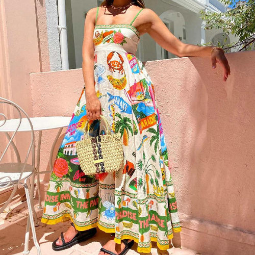 Paradise Printed Summer Dress In Multicolor