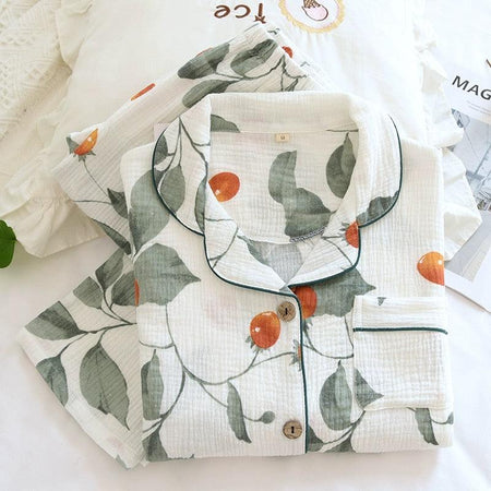 Peaches Cotton Crepe Nightsuit In White - styled flat-lay shot, white - Miss Mosa By Akanksha