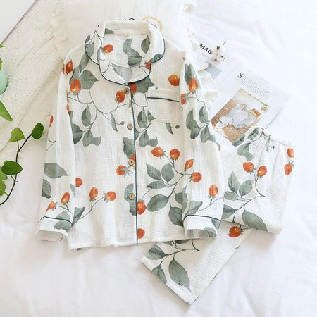 Peaches Cotton Crepe Nightsuit In White - styled flat-lay shot, white - Miss Mosa By Akanksha