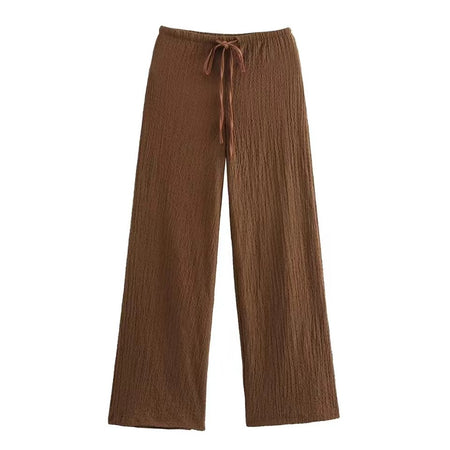 Peacon Summer Vest Coord Set - flat-lay shot of trousers, brown - Miss Mosa By Akanksha