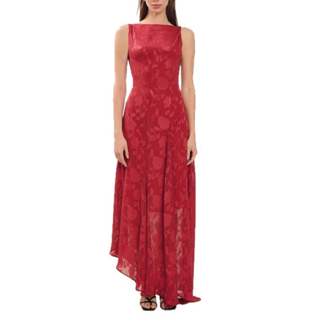 Peony Devore Maxi Dress In Red - front shot on model - Miss Mosa By Akanksha