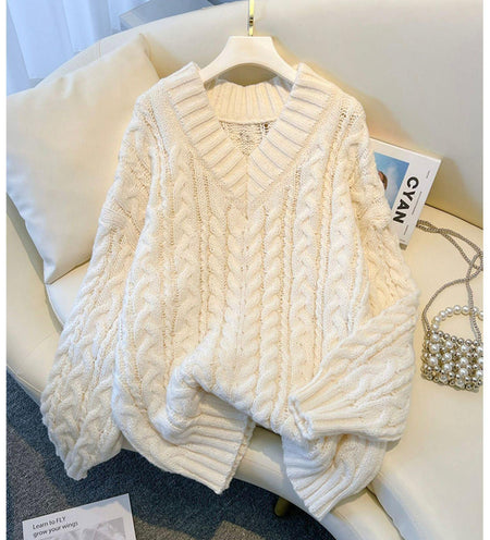 Percy Ruched Sweaters - front shot on hanger, cream - Miss Mosa By Akanksha