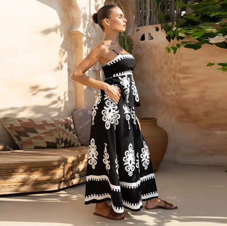 Perri Summer Holiday Coord Set In Black - side shot on model - Miss Mosa By Akanksha